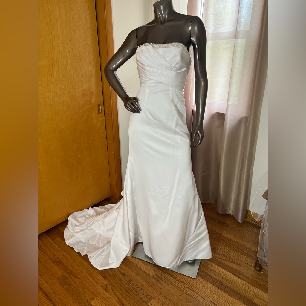 White David’s Bridal Style T9938 Fit And Flare Wedding Dress.
